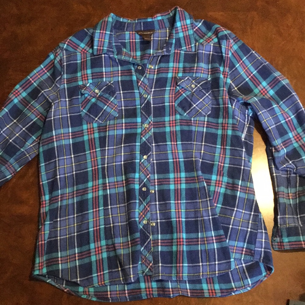 Bit & Bridle Plaid Button-Down Blouse Shirt